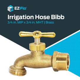 EZ-FLO Irrigation Hose Bibb, 3/4 Inch MIP Connection, 3/4 Inch MHT Connection, Brass Plumbing Fitting, 20183 | Eastman