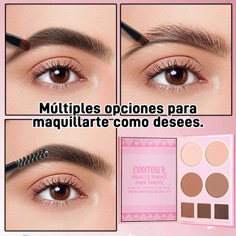 5 En 1 Paleta Sombras, Contorno, Iluminación, Labial Y Rubor