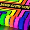 KIWIHUB Neon Fluorescent Gaffer Tape, 6-Color UV Blacklight Reactive Glow