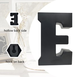 7.87" Metal Letters for Wall Decor, Black Standing 3D Letters, Decorative Farmhouse Hanging Alphabet Signs for Home Bedroom Office Wedding Party (E)