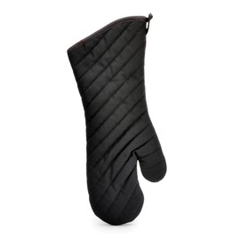 RSVP International (BQ-MIT) Black BBQ Grill Mitt Glove, Right or Left Hand | Fire Resistant Exterior w/ Quilted Plush Interior | Machine Washable | Oven Mitt, Pott Holder, Baking Gloves