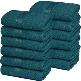 BELIZZI HOME Ultra Soft Cotton Washcloths, Contains 12 Piece Face Cloths 12x12 inch, Ideal for Everyday use Face Towels, Compact & Lightweight Multi Purpose Washcloths - Teal