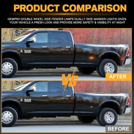 LUC 4X Smoked LED Fender Side Marker Lights For 10-18 Dodge RAM 2500 3500 Dually Bed