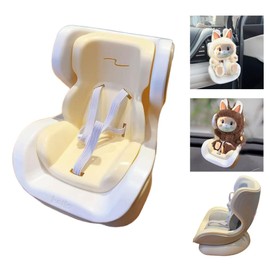 Doll Car Seat,17cm 20cm Labb Rabbit Bunny Air Vent Seat, Hands Free Chair with Clip onto Car Air Vent & Magnetic Desktop Base,Belt to Fasten The Doll Funny Decoration Ornament Collection -Khaki