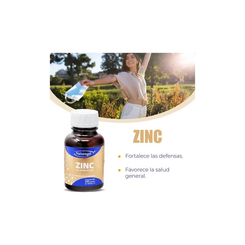 Zinc Con Germen De Trigo | 200 Cápsulas | Naturagel