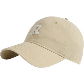 White Fang CA480 Men's Hat, English Letter Logo Cap, Simple Design, Stylish, Cool, beige