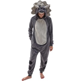 NEWCOSPLAY Unisex Adult Triceratops Onesie Pajamas Animal One Piece Costume Cosplay Sleepwear (Triceratops, Large)