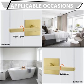 Haidms Gold Door Handle Interior, Zinc Alloy Brushed Gold Privacy Interior Door Handle for Bathroom, Modern Bedroom Lever Doorhandle (3 Pack)