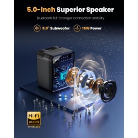 SORDA Karaoke Machine, Portable Bluetooth Speaker with 2 Wireless Microphones for Adults & Kids, Support USB/AUX, PA System with Party Lights & EQ for Outdoor/Indoor Gathering (Black)