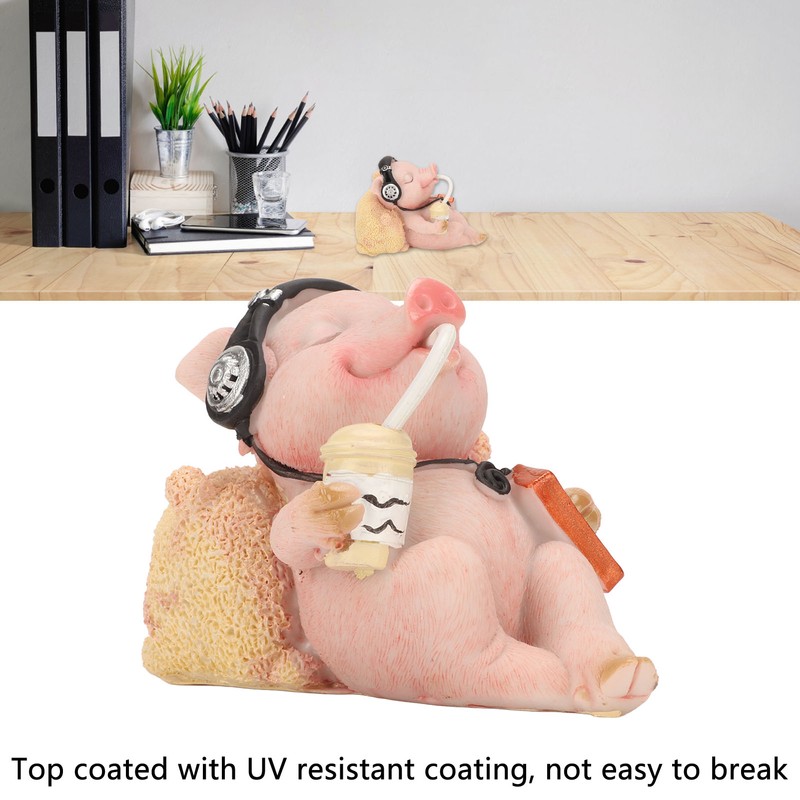 Pig Statue Mini Funny Casual Musical Resin Pig Art Figurine