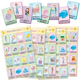 More Fiesta Baby Shower Tablas Game - Bilingual Bingo English and Spanish, for Up to 30 Players