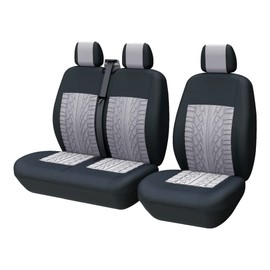 TOYOUN Van Seat Covers Universal Fit Most Vans Trucks Lorry Front Seat Covers Single & Double Car Seat Covers for Single Driver and Double Passenger Seat 2+1 seat Covers, Gray