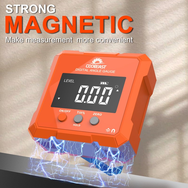 Coobeast Digital Angle Finder, Digital Level Angle Gauge with Backlight