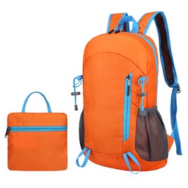 Sahgsa 20L Foldable Backpack, Hiking Backpack with Large Capacity, Daypack, Ultralight Backpack, Men and Women, Waterproof, Outdoor Sports Backpack, Travel, Mountaineering, Hiking, orange