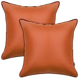 howdy textile Pack of 2 Outdoor Waterproof Pillow Covers 20x20 Inch- Silicone Leather Garden UV Fade Resistant Pillowcases Square Cushion Cases Durability Decorative for Patio Porch Couch, Brown