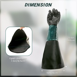 IVWNNN Sandblasting Gloves 23.6" Heavy Duty Rubber Sandblasting Gloves for Sandblast Cabinet With Particle Palm