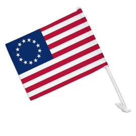 Betsy Ross 1776 American Flag Car Truck Flag with Window Clip On Pole Holder