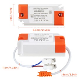 3 Watts 3-11V 300mA Dimmable LED Driver, Recessed Light LED Downlight Power Supply 110VAC to 11V DC Transformer