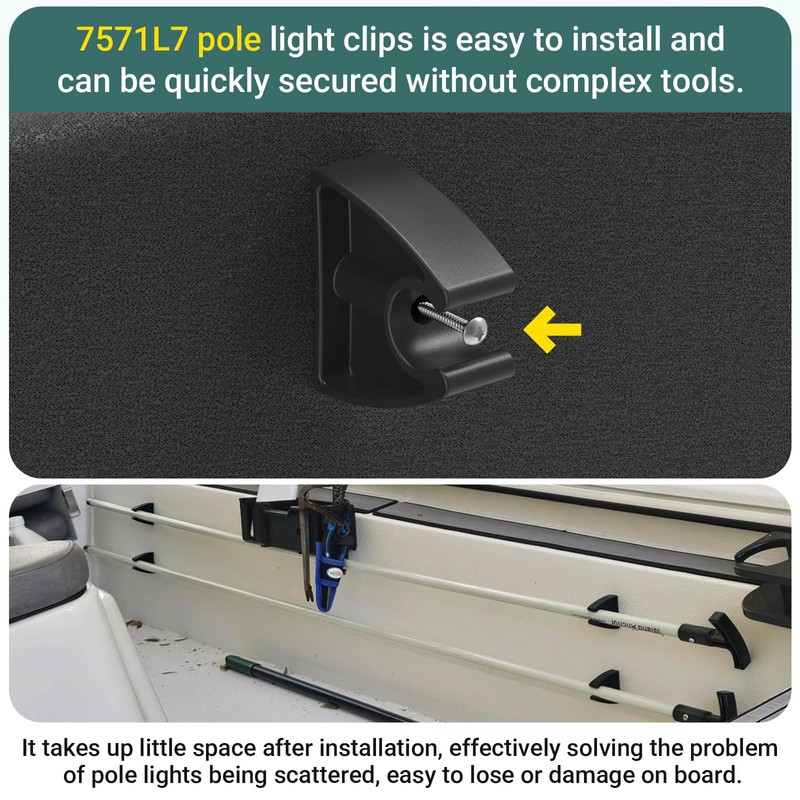 Sxkxm Pole Light Storage Clips, 3/4 Inch Boat Pole Storage