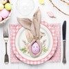 AnyDesign 24Pcs Easter Paper Plates Pink Plaid Bunny Ear Disposable