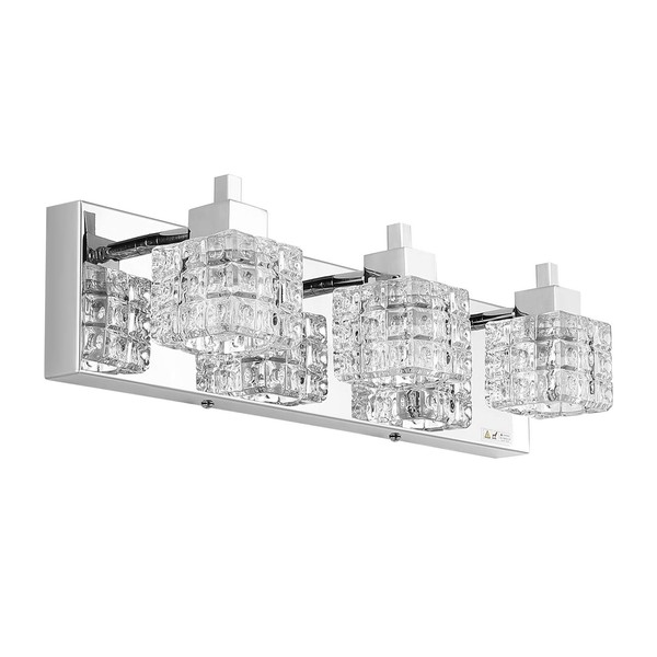TRLIFE Bathroom Light Fixture, Modern Bathroom Lights Over Mirror 5-Lights Vanity Light, 32inches Crystal Glass Vanity Lights