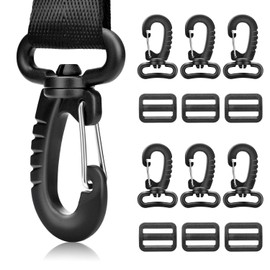 1" Plastic Clip Snap Hook Replacement Buckles Tri-Glide for Webbing Strap Crafting Accessories 6 Set (Hooks & Adjustable Buckle)