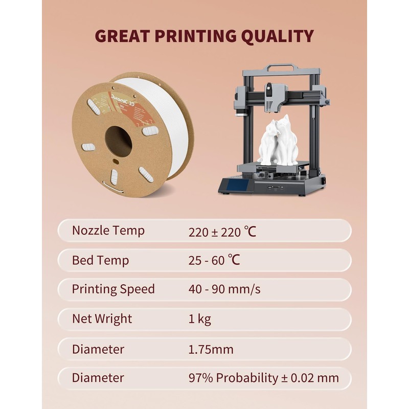 DURAMIC 3D TPU Filament 1.75mm Black White Flexible Filament 95A,
