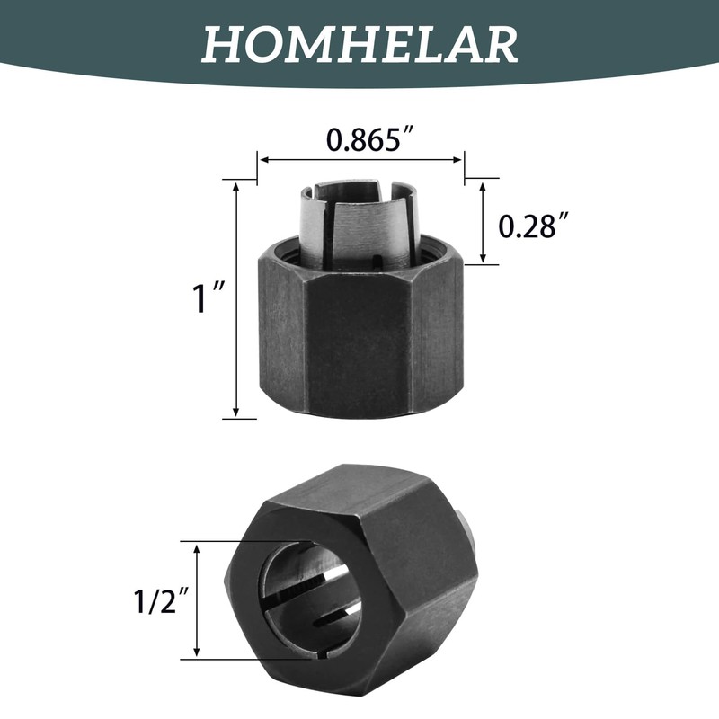 Homhelar 19693 1/2" Router Collet Replaces for 326286-03 2610906284 Hitachii