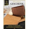 Cartvelli Men's Leather Wallet Dark Brown with Wooden Gift Box