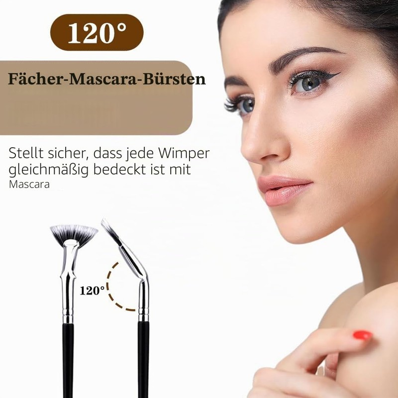 GmwyCzV Pack of 5 Angled Fan-Shaped Eyelash Brush, Foldable Wavy