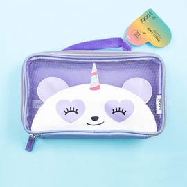 Yoobi Pandacorn Pencil Case – Purple Mesh Cute Pencil Pouch – Pencil Bag w/Carry Handle – Pen Pouch for School or Office – Multifunctional Zippered Pouch Makeup Bag or Toiletries Bag