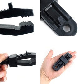 CENPEK 6 Large Tarp Clips Lock Awning Clamp Tent D Shape Plastic Windproof Awning Clamp Handle with D-shaped Carabiner Hook for Outdoor Activities Black