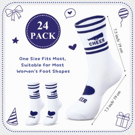 Cutecrop 12 Pairs Cheerleader Socks Cheer Ankle Socks for Women Girls Cheerleading Gifts for Team Gifts Stuff Accessories