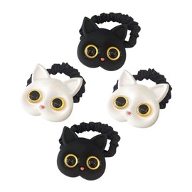 SAFIGLE 4Pcs Cat Hair Ties for Women Elastic Ponytail Holders Small Hair Accessories for Various Occasions Comfortable and Black White Colors
