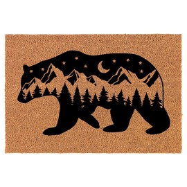 Welcome Doormat Coco Coir Door Mat Gift Bear Mountains Forest Cabin (30" x 18")