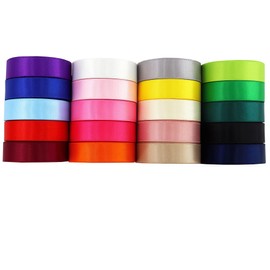 CEYERibon Face Satin Ribbon 20 Full Colour Ribbon Assortment, 16 mm x 1.8 m Each Total 36 m per Pack, for Gift Wrapping Ribbons for Crafts Hair Bands, Wedding Decoration, Bows