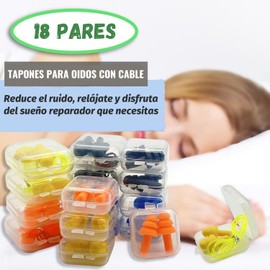 Tapones Oidos, 18 pares Tapones para Oídos, Tapones para Nadar, Impermeables y Reutilizables, Tapones de Oídos para Dormir, Tapones Impermeables, Earplugs para Nadar, Roncar, Dormir y Lugares Ruidosos