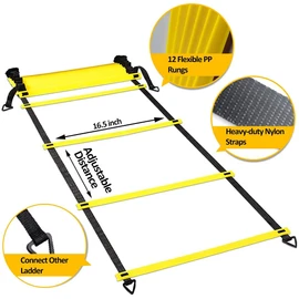 OFYDNR Agility Ladder, Speed Training Equipment Set, 12 Rung 20Ft Agility Ladder, 12 Disc Cones, 4 Steel Stakes, Resistance Parachute with Carry Bag for Soccer Basketball Football Footwork Sports