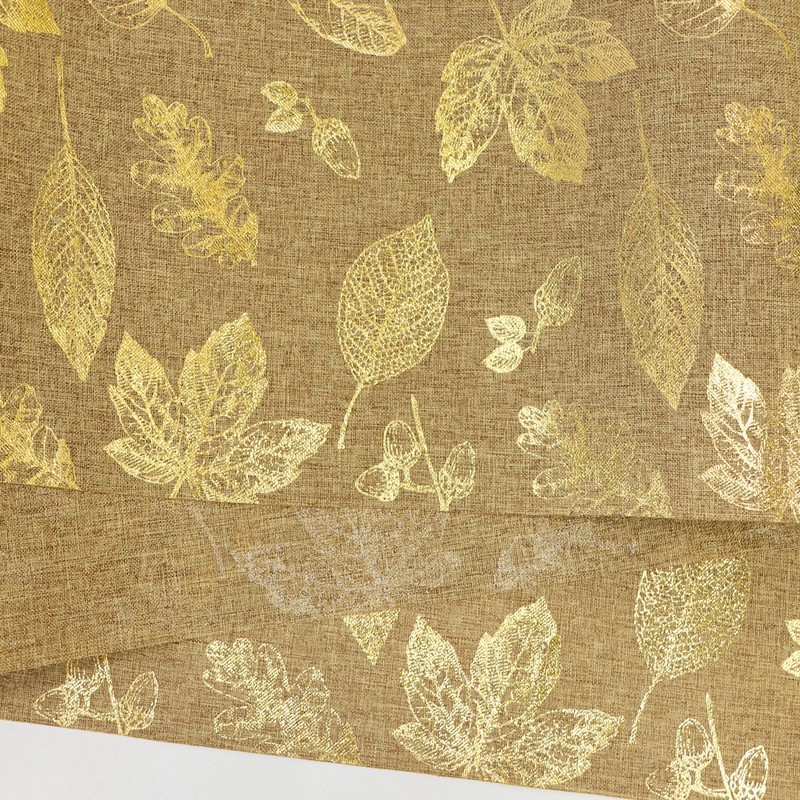 Glitter Gold Maple Leaves Autumn Table Runner Polyester Kitchen Dining