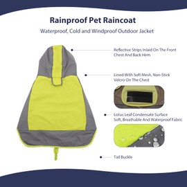 PETCUTE Dog Raincoat, Waterproof Dog Coat with Hood and Reflective Stripes, Breathable Dog Raincoat, Rain Jacket with Collar Hole, Dog Rain Clothing for Small, Medium Dogs