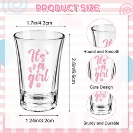 IANFEPH 50 Sets Baby Shower Favors Gender Reveal Shot Glasses Baby Girl Theme Party Gift for Guest Include Acrylic Clear Shot Glasses Thank You Tag Organza Bag Party Supplies for Gender Reveal (Girl)