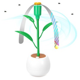 Fly Fans for Tables, Fly Repellent Fans Indoor Outdoor Food Fans Keep Flies Away, Fly Spinner Table Top with Holographic Blades, Bug Fans for Picnic, Party, BBQ (White&Green, 1Pack)