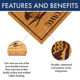 NoTrax, Owl, Vinyl-Backed Natural Coir Doormat, Entry Mat for Indoor or Outdoor Use, 18"x30", C12 (C12S1830OW)