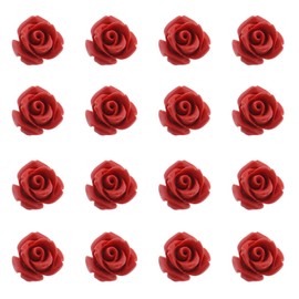 SING F LTD 50PCS Red Rose Cinnabar Beads Detail Carved Flower Spacer Beads Rose Petals Link Charms Beading for Making Earrings Bracelet Necklace 8mm 10mm 12mm 14mm