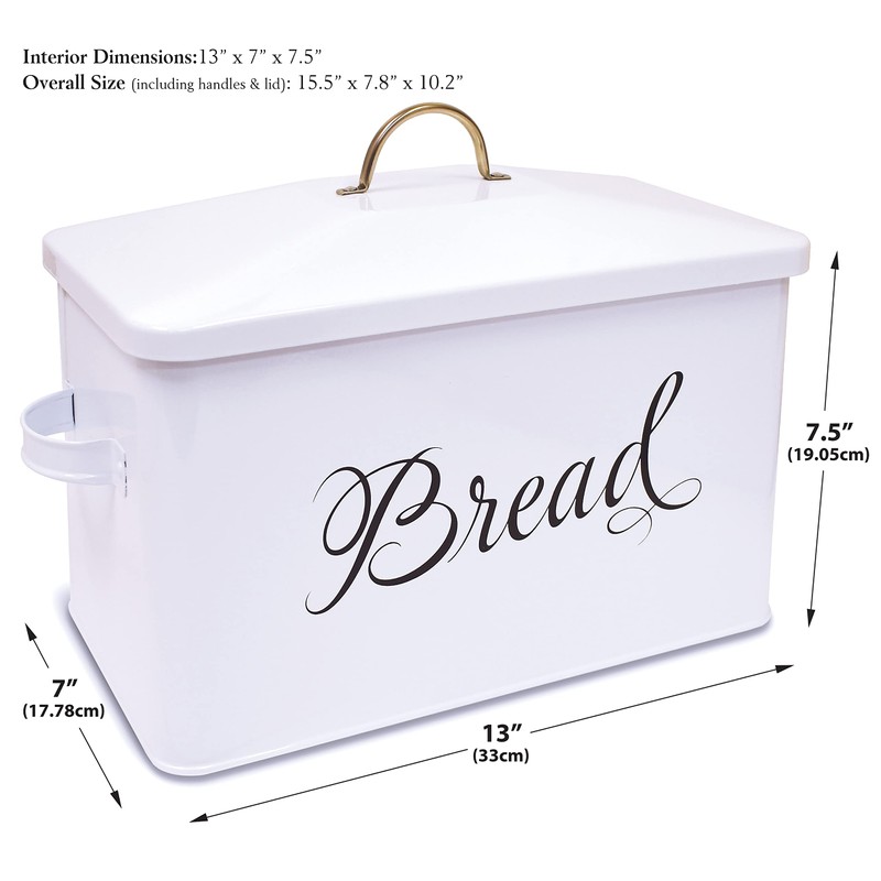 Better Kitchen Products Classic Metal Bread Box with Side Handles,