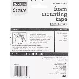 Scotch Foam Mounting Tape 1/2-in x 150-in White 1-Roll