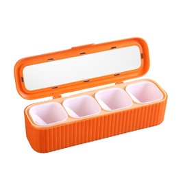 Seasoning Storage Box Sealed 4 Compartment Container Set Household Storage Container Condiment Jars with Spoon for Storage Condiment Sugar Salt Kitchen