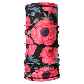 Winter Women Snood Black Poppy Scarf Fleece Neck Warmer Neck Gaiter Tube Bandana Biker Balaclava Outdoors Headwear for Men Women