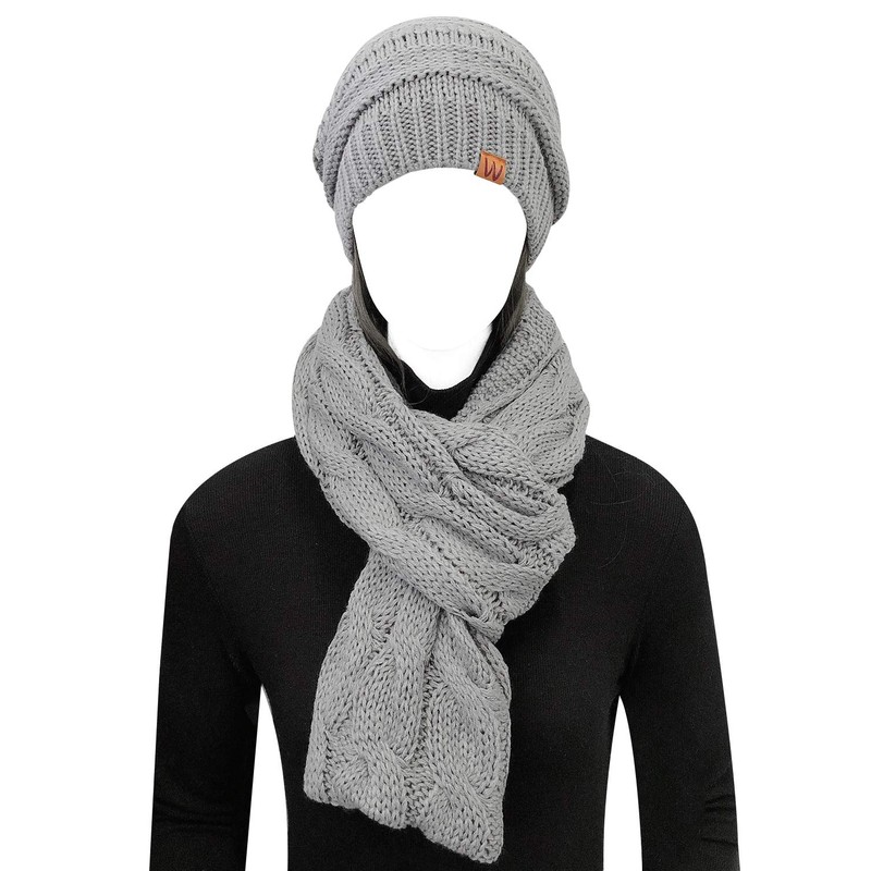 Wrapables Winter Warm Chunky Cable Knit Infinity Scarf and Beanie