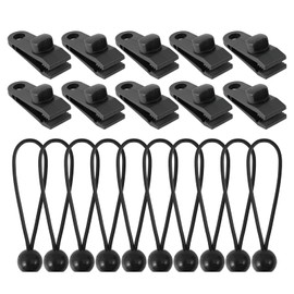 20 PCS Tarp Clips Set, Including 10 PCS Heavy Duty Clips and 10 Tent Bungee Cords, Camping Clips Tarpaulin Clips Tent Clips Awning Clamps for Awning Outdoor Camping